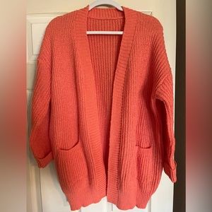 Peach Chunky Knit Cardigan
